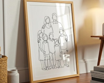 Minimalist Family Drawing | Digital Art Print | Modern Home Decor | Printable Wall Art