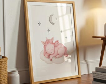 Magical Unicorn Wall Art Print | Digital Download | Nursery Decor | Fantasy Artwork