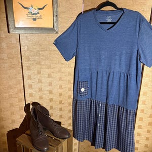 XL to 1X Upcycled Summer/Spring Midi Dress/Shabby Chic/Boho/French Country/Maternity