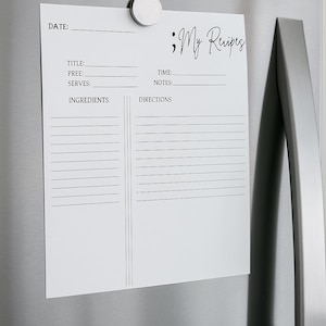 Tarjeta de receta imprimible: Página de receta personalizada (descarga digital)