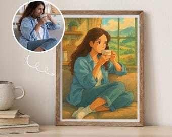 Custom Ghibli Style Portrait: Personalized Anime Digital Art (PNG or PDF File)