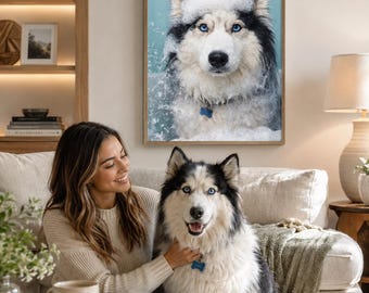 Ritratto di animale domestico personalizzato / Arte divertente per il bagno / Cane in accappatoio / Ritratto di cane divertente / Arte murale / Regalo personalizzato per animali domestici / Cane in accappatoio