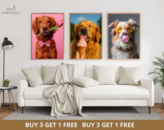 Funny Dog Portrait Digital Download | Cute Wall Art for Pet Lovers | Dog Decor for Living Room | Instant Download | Dog Lover Gift| Mom Gift