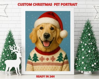 Festive Christmas portrait | Holiday wall art | Winter home decor print
