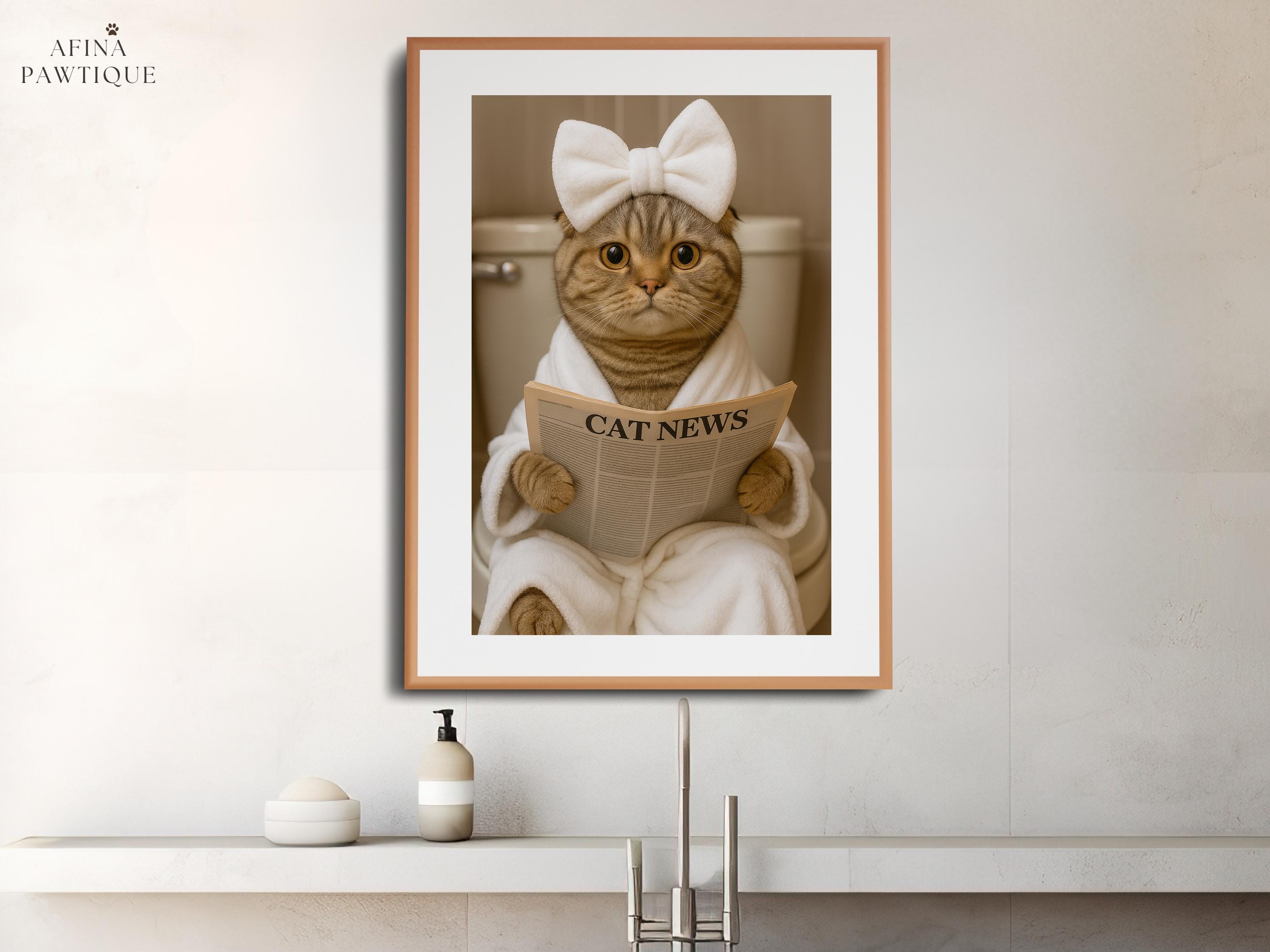 Funny Cat Bathroom Wall Art – Spa Cat Poster, Cute Cat Print for ...