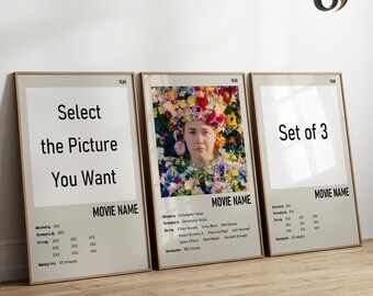 Set of 3 Custom Movie Poster – Personalized Film Wall Art – Canvas Posters – Choose Your Movies – Gift for Movie Lovers