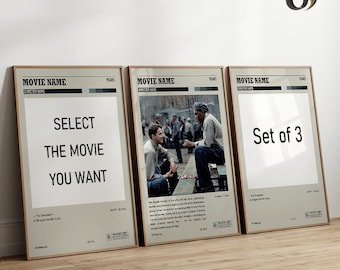Set of 3 Custom Movie Poster – Personalized Film Wall Art – Canvas Posters – Choose Your Movies – Gift for Movie Lovers