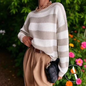 Minimalist Striped Sweater: Oversized Textured Jumper