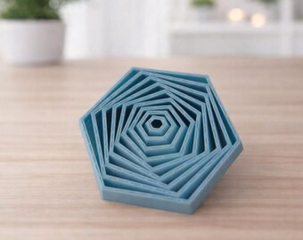 Spiral d printed hexagon fidget
