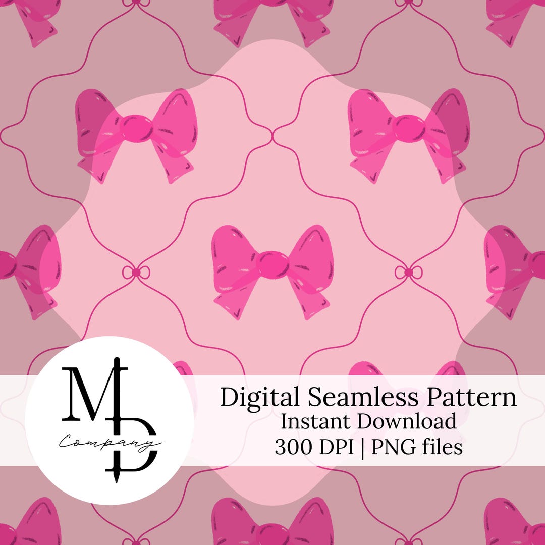 Coquette Bow Seamless Pattern Bundle PNG Multi Color Digital Bow Print ...