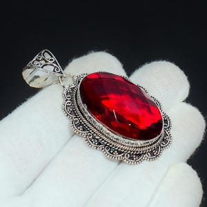 Mozambique Garnet 925 Sterling Silver Pendant Gemstone Pendant Handmade Pendant Jewelry Gift For Women Christmas Gifts Anniversary Gifts