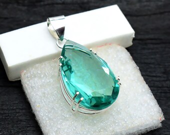 Aquamarine Pendant Necklace 925 Sterling Silver, Natural Blue Gemstone Jewelry, March Birthstone Gift for Her