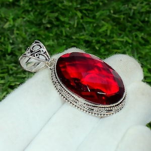 Mozambique Garnet 925 Sterling Silver Pendant Gemstone Pendant Handmade Pendant Jewelry Gift For Women Christmas Gifts Anniversary Gifts