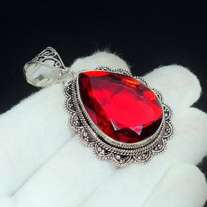 Mozambique Garnet 925 Sterling Silver Pendant Gemstone Pendant Handmade Pendant Jewelry Gift For Women Christmas Gifts Anniversary Gifts