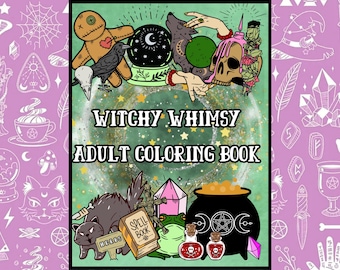 Witchcore Coloring Book – Printable PDF Coloring Pages, Magical Aesthetic Art | Witchy Whimsy