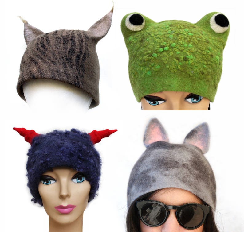 TUTORIAL felting instructions felt felted hat wet nuno felting fleece animal hat Felting Pattern decorating nuno pdf eco diy