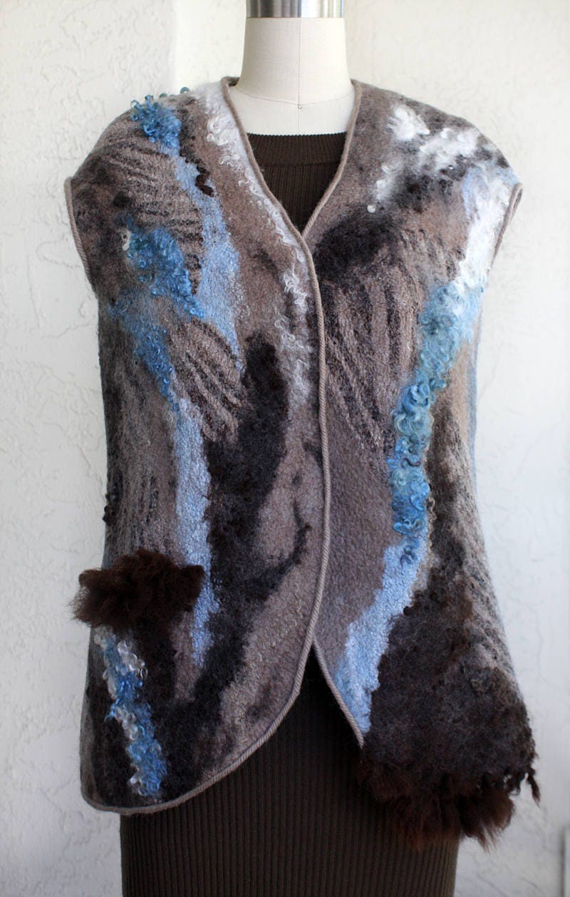 Nuno felted eco friendly fashion warm light woman top vest | Etsy