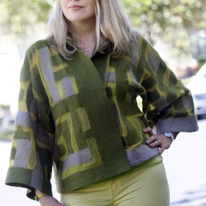 Nuno felting TUTORIAL light felted kimono style summer long sleeves jacket felt felted instructions nuno felting pattern tutorial pattern