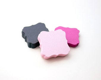30 Mini Bracket Cards or Hang Tags, Blank 1.375" square top note, blank die cut note cards, jewellery card, scrapbooking, gift tag