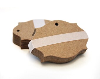 Vintage Style Hang Tags, 30 Blank Cards - unique blank die cut oval - gift tags, price tags, UK business cards, earring card, place cards