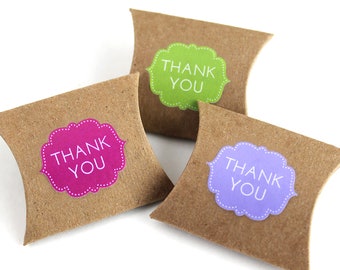 Thank You Stickers in assorted colors - 48 mini die-cut stickers, cute envelope seals, wedding favor stickers, packaging - 1.125" x 1"