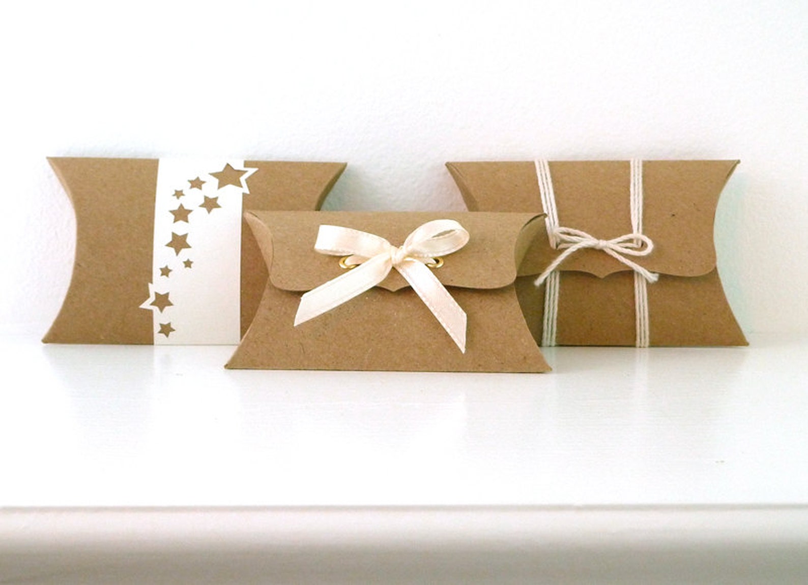 50 Kraft Pillow Boxes Wedding Favor Boxes Jewelry Packaging Etsy