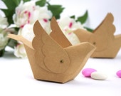 Boîte cadeau oiseau rustique, boîte d'emballage artisanale, décoration de table, boîte de douche nuptiale, boîte à bagues unique, emballage cadeau, décoration de gâteau, boîte moineau