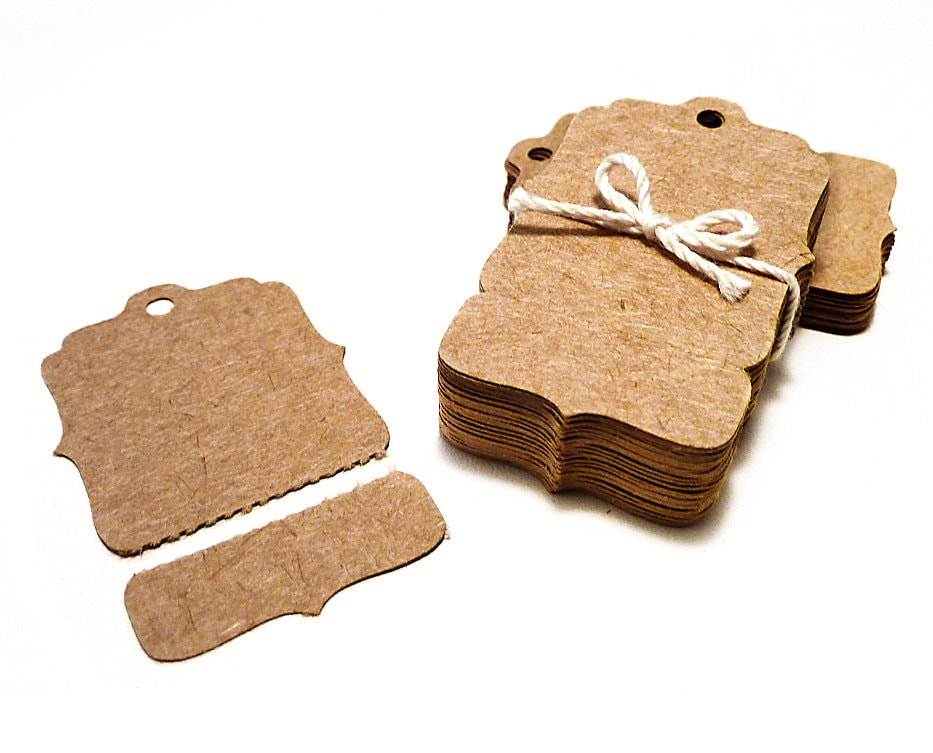 100 Perforated Hang Tags Small Bracket Kraft Price Tags Etsy