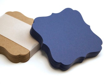 3" Square Bracket Note Cards, 30 blank die-cut note cards, wedding place cards, hang tag, earring card, gift tag, favor labels