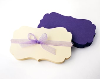 Tarjetas de presentación troqueladas, 30 tarjetas en blanco de 3,5" x 2" con soporte plano, tarjetas para colocar en bodas, etiquetas colgantes y tarjetas para empaquetar pendientes.