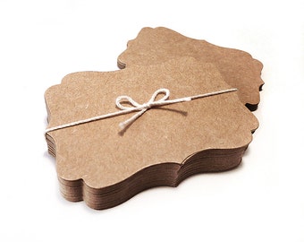 100 Bracket Cards - 3.5"x2.5" - Blank Die-cut top note gift tag, note card, DIY place card, jewelry earring card, wedding wish tree tags