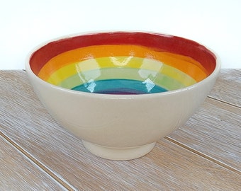 Regenbogen Striped Pride Reisschüssel Teller Weiß Dekor Keramik LGBTQIA + LGBTQ PRIDE Eiscreme