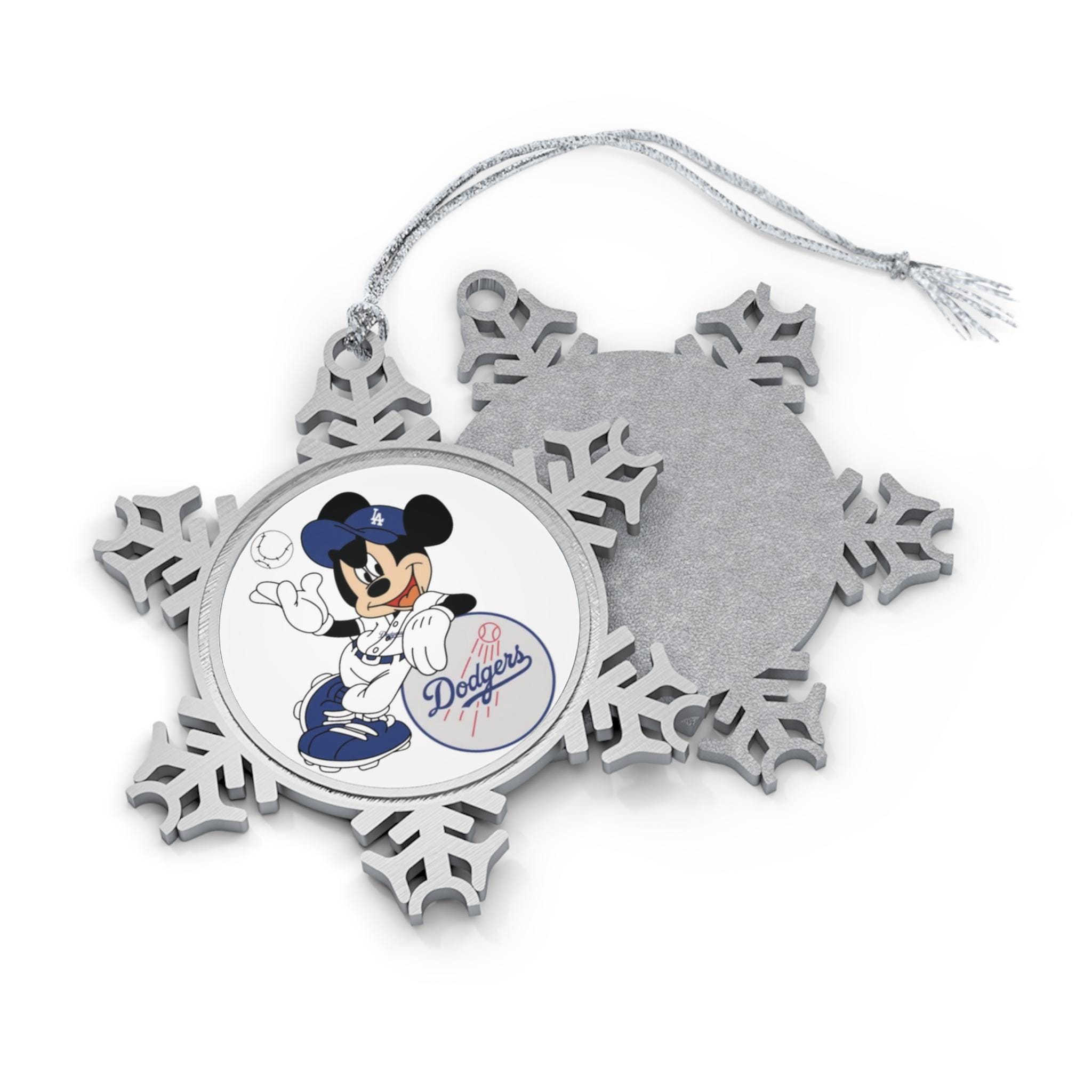 Discover LA Dodgers Pewter Snowflake Ornament, Baseball Christmas Decoration, Mickey Mouse Holiday Decor, Gift for Family