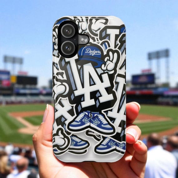 LA Dodgers Baseball Phone Case, Impact-resistant, Team Merchandise