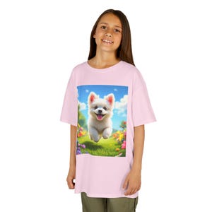 Kids Dog Lover Tee, Cute Puppy T-Shirt, Fun Pet Gift, Birthday Apparel, Flower Design Shirt, Gift for kids.