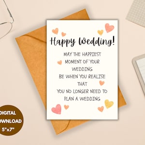 Minimalist Wedding Card Printable | DIGITAL Download Greeting Card | Instant PDF | Modern Wedding Congratulations Card