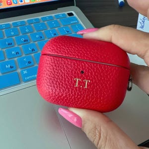 Genuine Personalised AirPods 1,2,3,4 & Pro 1, 2 Leather Case, Premium Monogram Leather Cover, Custom Engraved AirPods Case - Free Shipping