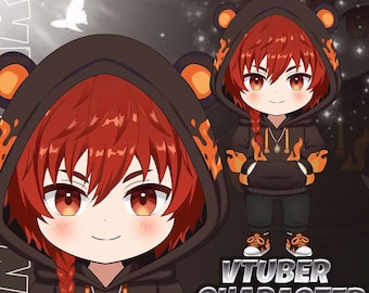 Ember – Vorgefertigtes Chibi VTuber Model | Feuer-Themed Live2D Karabiner | Vollständig getakelt | VTube Studio Fertig