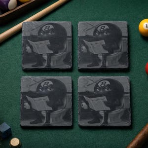Funny Billiards Slate Coaster Set of 4