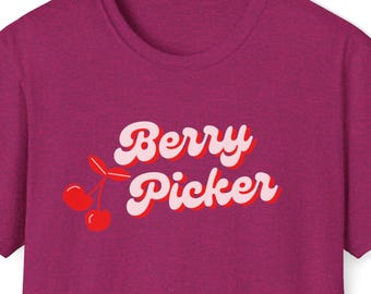 Berry Picker T-Shirt Cute Berry Graphic Tee Unisex Forager & Nature Lover Gift 100% Cotton Gildan Shirt