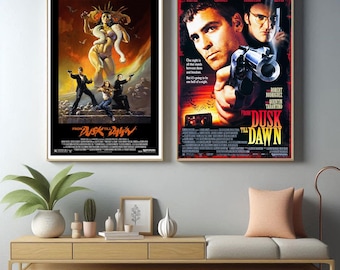 From Dusk Till Dawn Movie Poster, Retro Film Art, Gallery Wall Art, Canvas Prints, Home Theater Decor, Gift for Movie lovers