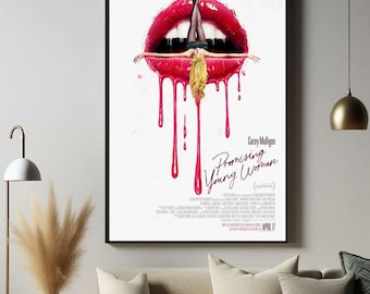 Promising Young Woman Movie Poster, Retro Film Art, Gallery Wall Art, Canvas Prints, Home Theater Decor, Gift for Movie lovers