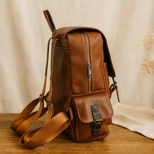 Women's Vintage Vegan Leather Backpack – French Designer Style, Large Capacity, Waterproof PU