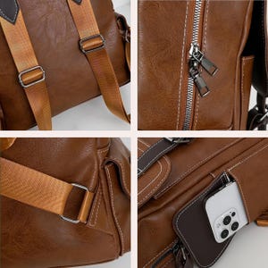 Women's Vintage Vegan Leather Backpack – French Designer Style, Large Capacity, Waterproof PU