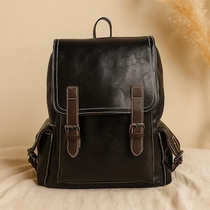 Women's Vintage Vegan Leather Backpack – French Designer Style, Large Capacity, Waterproof PU
