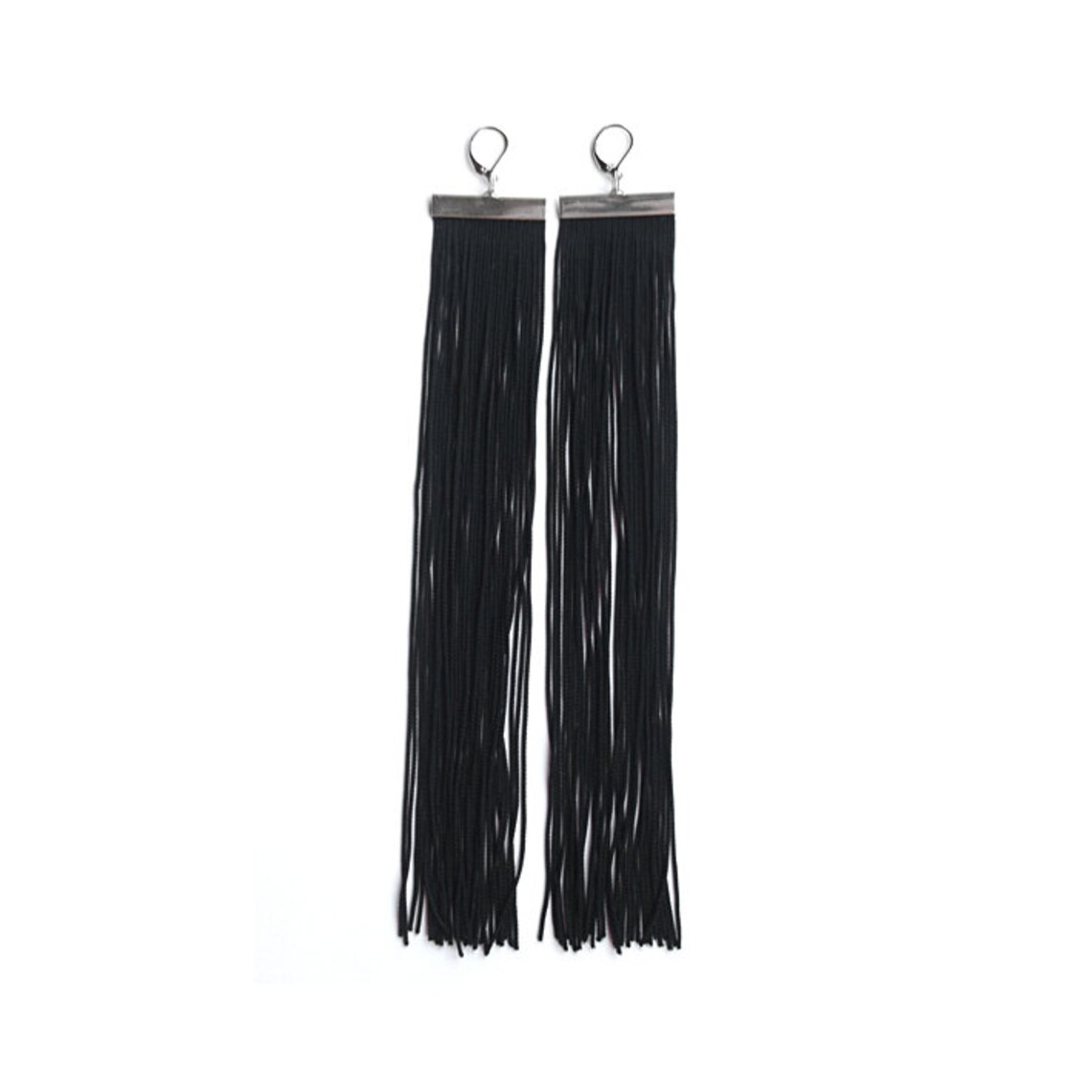 Black Long Fringe Earrings Shoulder Duster Statement Etsy black-long-fringe-earrings-shoulder-duster-statement-etsy