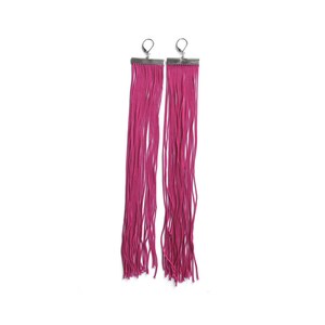 Fuchsia Long Fringe Earrings / Magenta Chandelier / Pink Shoulder Dusters / Cerise Extra Long Earrings image 4