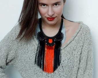 Obsidienne instruction Orange Collier