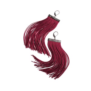 Burgundy Short Fringe Earrings.Bordeaux Shoulder Dusters.Cardinal Red Statement Earrings.Sangria Tassel Earrings.Crimson Chandelier.Cherry image 1