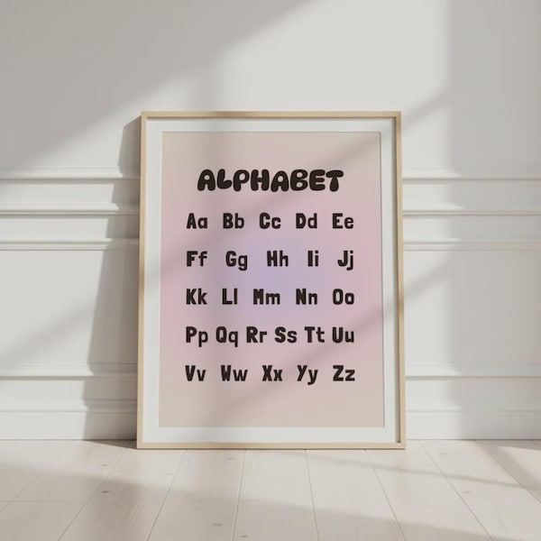 Alphabet Wall Art Print - Retro Groovy Poster for Girl
